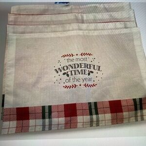 Holiday Plaid Kitchen Placemat Set of 4 The Most Wonderful Time'
